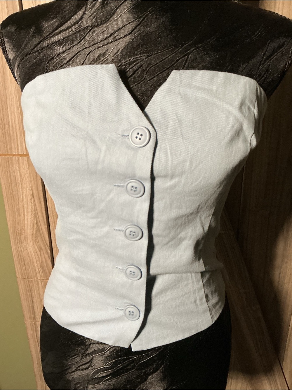 NWT Idem Ditto Light Denim Blue Smocked Strapless Corset Top Size M J15558T